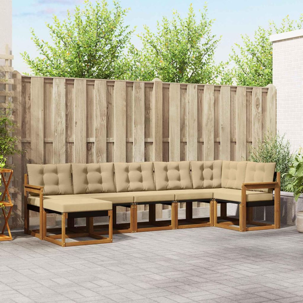 Outdoor-Sofagarnitur mit Kissen (7 pcs)- CLORIS - Natur und Beige - Gartensofas C440