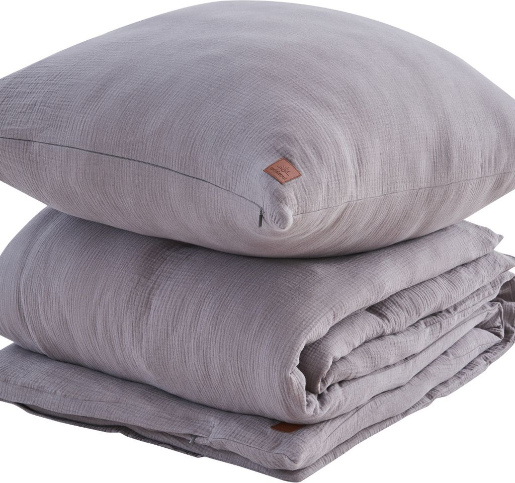 Musselin Bettwäsche Set 155x220 grau