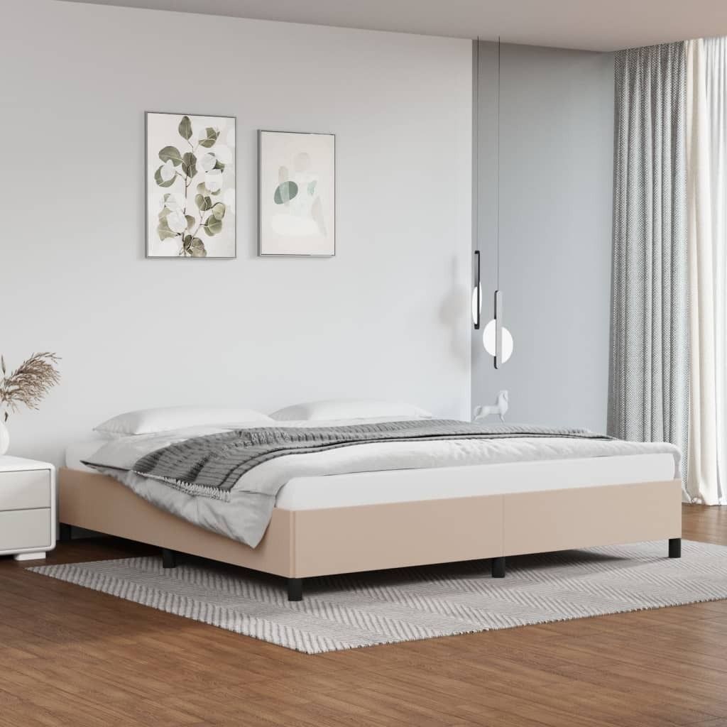 The Living Store Bettgestell Cappuccino-Braun 200x200 cm Kunstleder