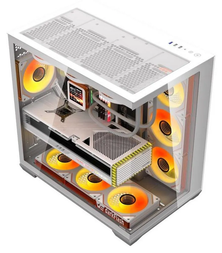darkFlash C280 WHT Boîtier PC pour Configuration Gaming et Streaming ATX