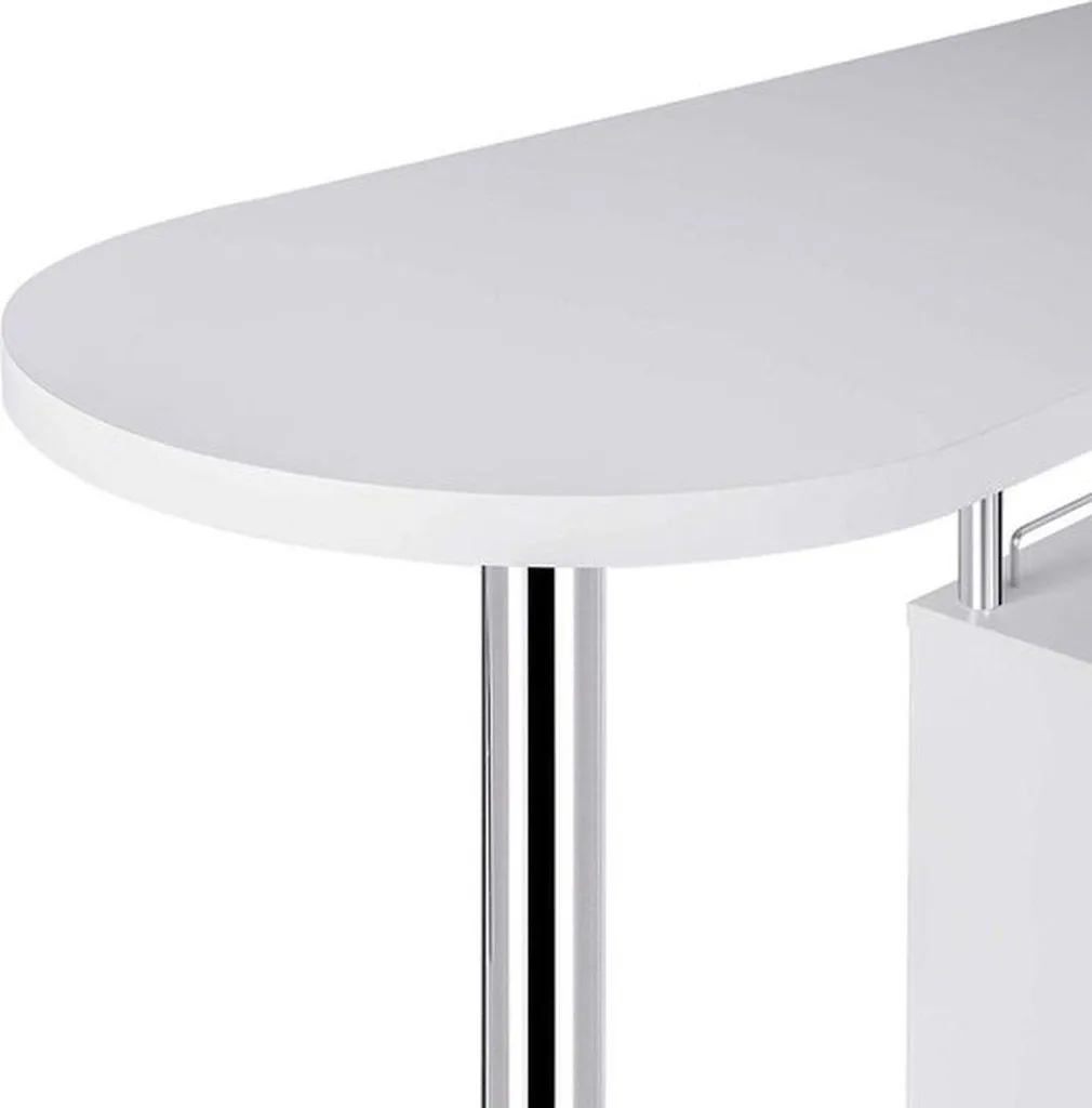 Table haute Bolt Edge blanche avec rangement et structure en métal - 5