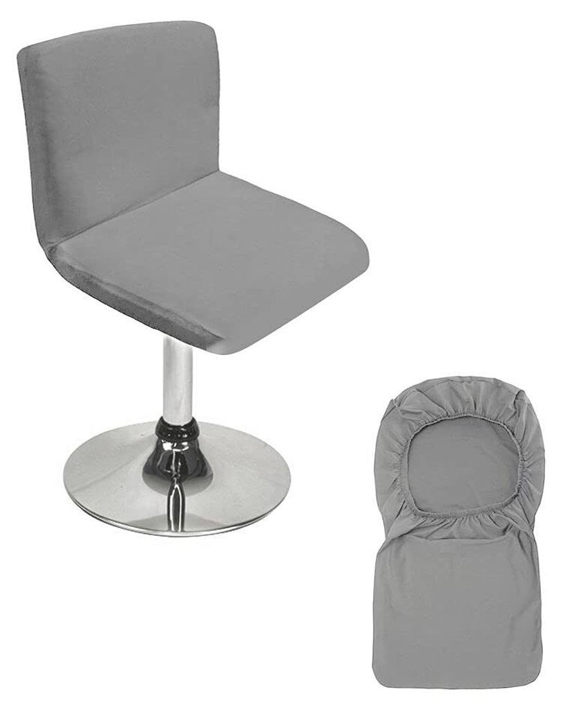 Graue Bezüge für Barhocker mit Rückenlehne, elastischer Stuhlbezug für kurze Drehstühle, Esszimmerstühle, Rückenlehnen, Barhocker, Stühle