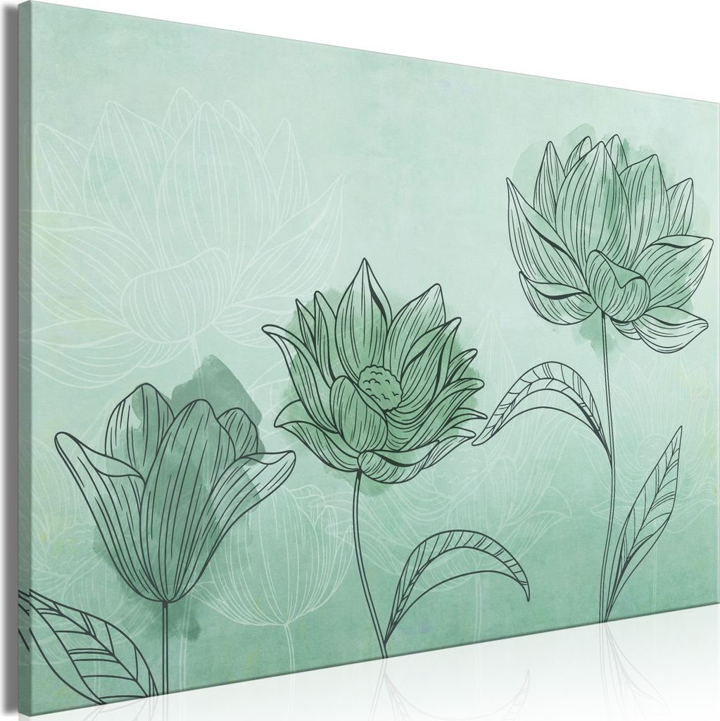 Italienischer Leinwand Leinwandbild - Three Flowers (1 Part) Wide 120x80 cm Blumen b-C-0842-b-a
