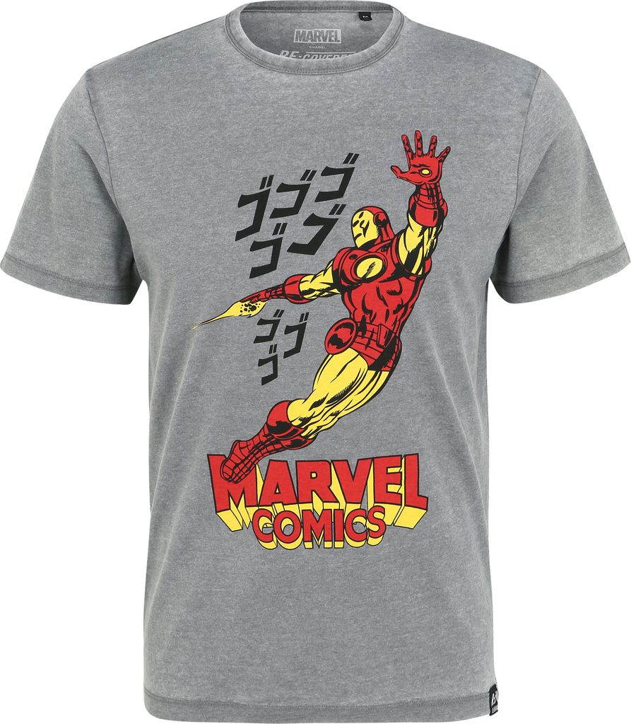 Recovered T-Shirt Marvel Comics Iron Man Japan mit angesagtem Iron Man Japan-Aufdruck Hellgrau L