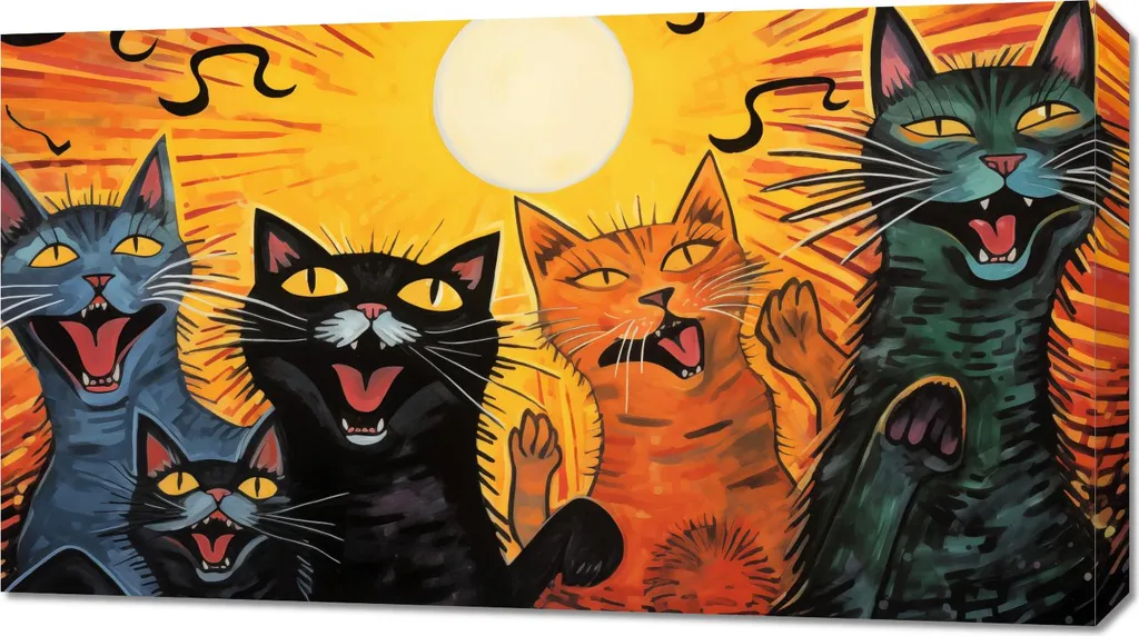Quadro 90x50cm Concerto felino