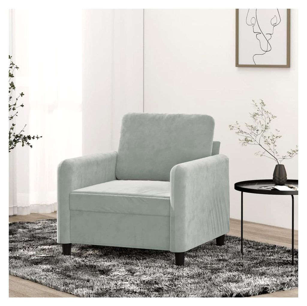 Sessel in Hellgrau, 60 cm Samt, Metallgestell, 78x77x80 cm, Modernes Design, Robuste Wohnzimmermöbel, Bequeme Polsterung, Max. 110 kg Tragfähigkeit