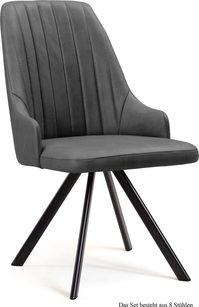 Esszimmerstuhl (8er-Set) Deina 52x91x60 Schwarz/Grau