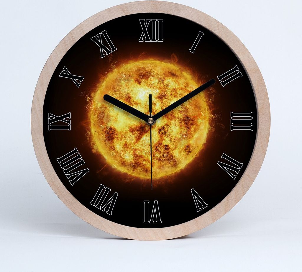 Holzuhr 25fi cm wanduhr - schwarze Spitzen - Sonne