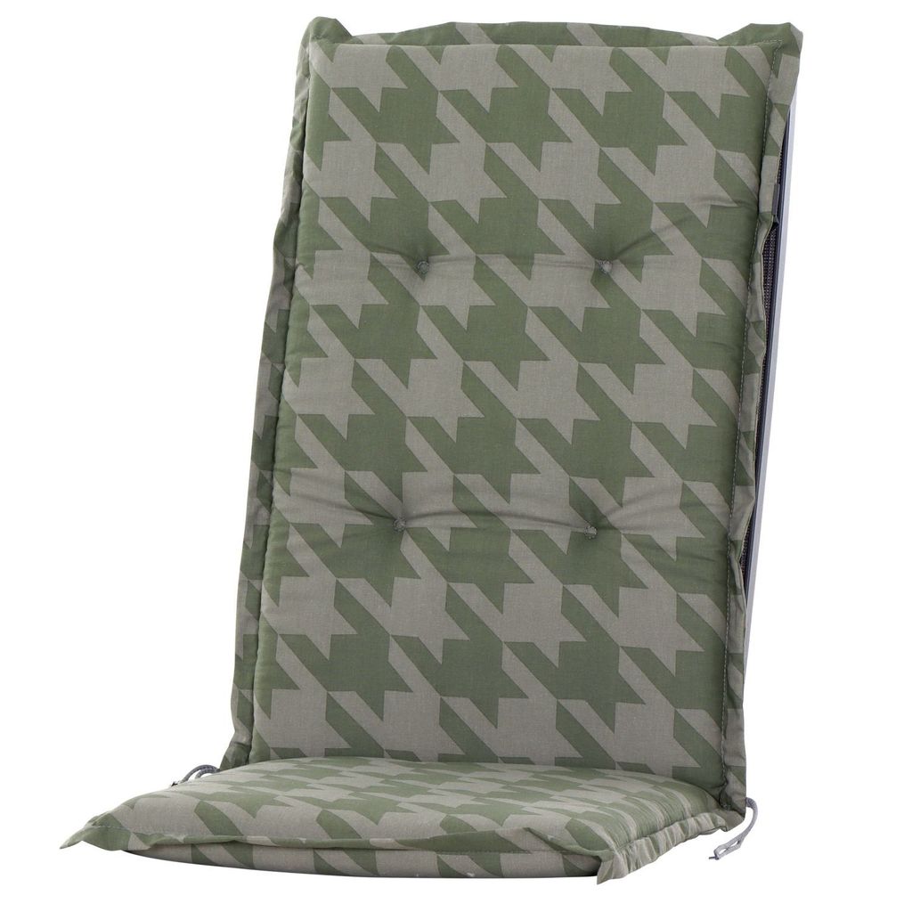 Auflage Hochlehner für Gartenstuhl 120x48cm Sesselauflage Polster Polsterauflage Karo Muster Stuhlauflage mit dicker 7cm Schaumstoff Füllung in g...