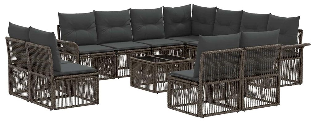 vidaXL Gartensofa-set 12 pcs Grau Poly-Rattan