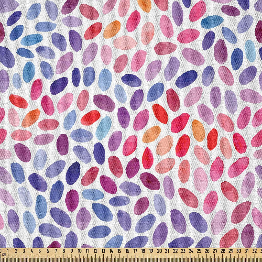 ABAKUHAUS Geometrisch Microfaser Stoff als Meterware , Trippy abstrakte Aquarell-Mischungs-Zahlen flippiger strukturierter Hand gezeichneter kunstv...