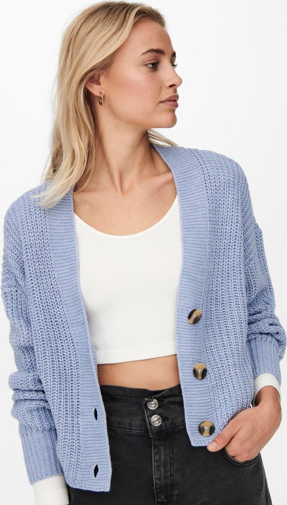 ONLY Kurze Strickjacke Langarm V-Ausschnitt Knitted Produktbild 6