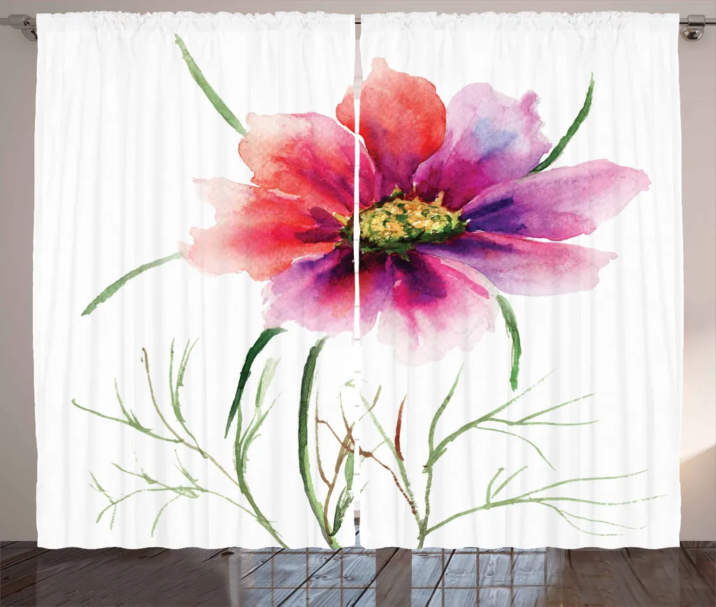Offerta Tenda ABAKUHAUS Floreale | 280x175 cm Verde e Rosso