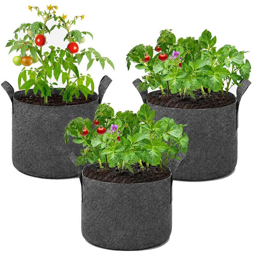 3 Stück 3 Gallon Pflanzsack Vliesstoff Pflanztaschen mit Griffen Pflanzbeutel Wachstumstasche für Kartoffeln, Tomaten, Gemüse, Blumen