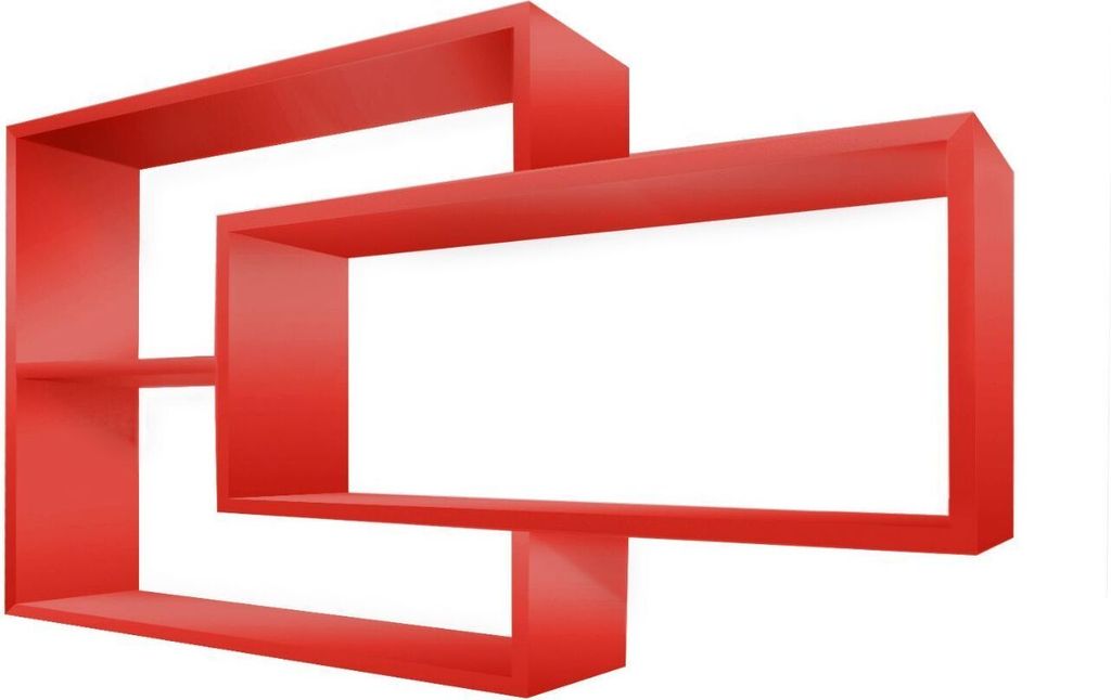 Wandregal Karo Schweberegal aus Holz Rot Produktbild 