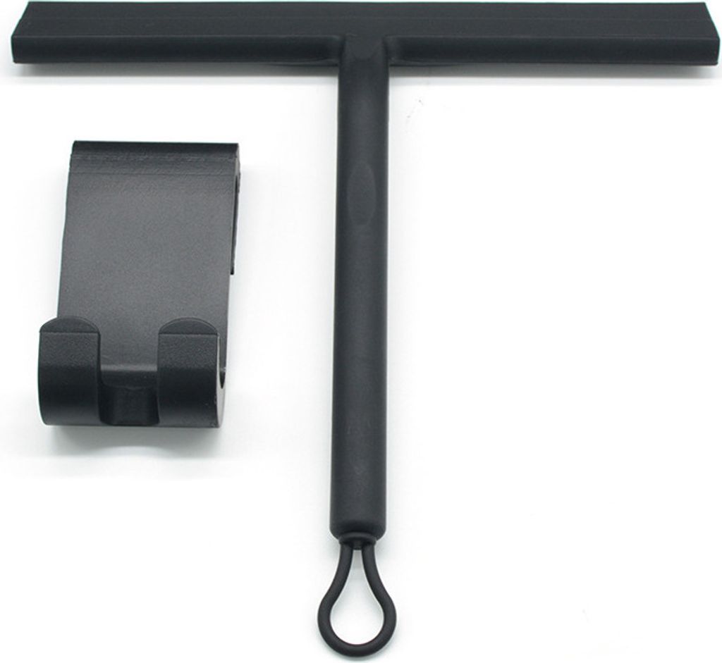 Duschabzieher Set mit Halter - 22 cm breit - ohne Bohren Silikon Abzieher Dusche Badezimmer Fenster Fensterabzieher Edelstahl Kern Scheibenabzieher...