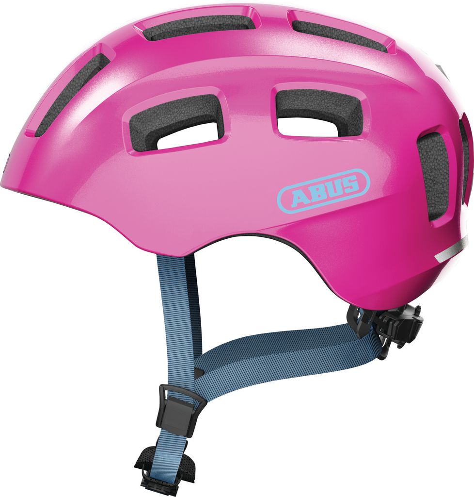 ABUS Fahrradhelm Youn-I 2.0 - mit Licht für Kinder, Jugendliche und junge Erwachsene - für Mädels und Jungs - Pink (funkelnd), Größe S (48-54 cm)