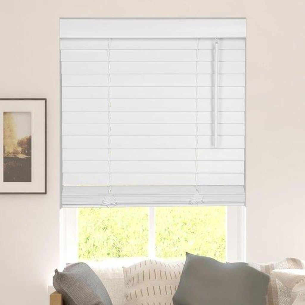 Kunsthol-Einfassungen - Fensterbekleidung - Privatsphäre und Licht - Drahtlose Hebeantrieb - 86 x 152 cm - Reinweiß
