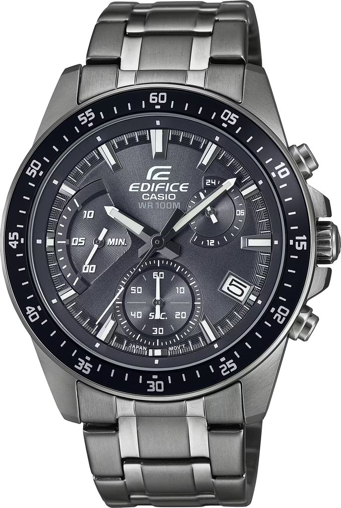 A close-up, studio shot of a men's wristwatch.
