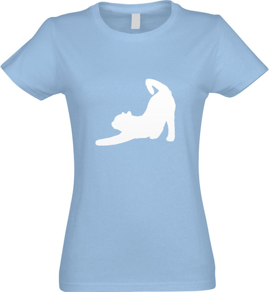 Kiwistar - T-Shirt tailliert - Damen - himmelblau - Hauskatze Haustier - mit Motiv Bedruckt - Funshirt Design - Sport - Freizeit - Damen - M