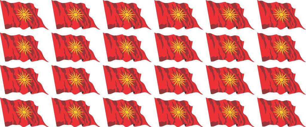 Mini Aufkleber Set - Pack wehend - 33x20mm - selbstklebender Sticker - Mazedonien - Flagge / Banner / Standarte fürs Auto, Büro, zu Hause und die...
