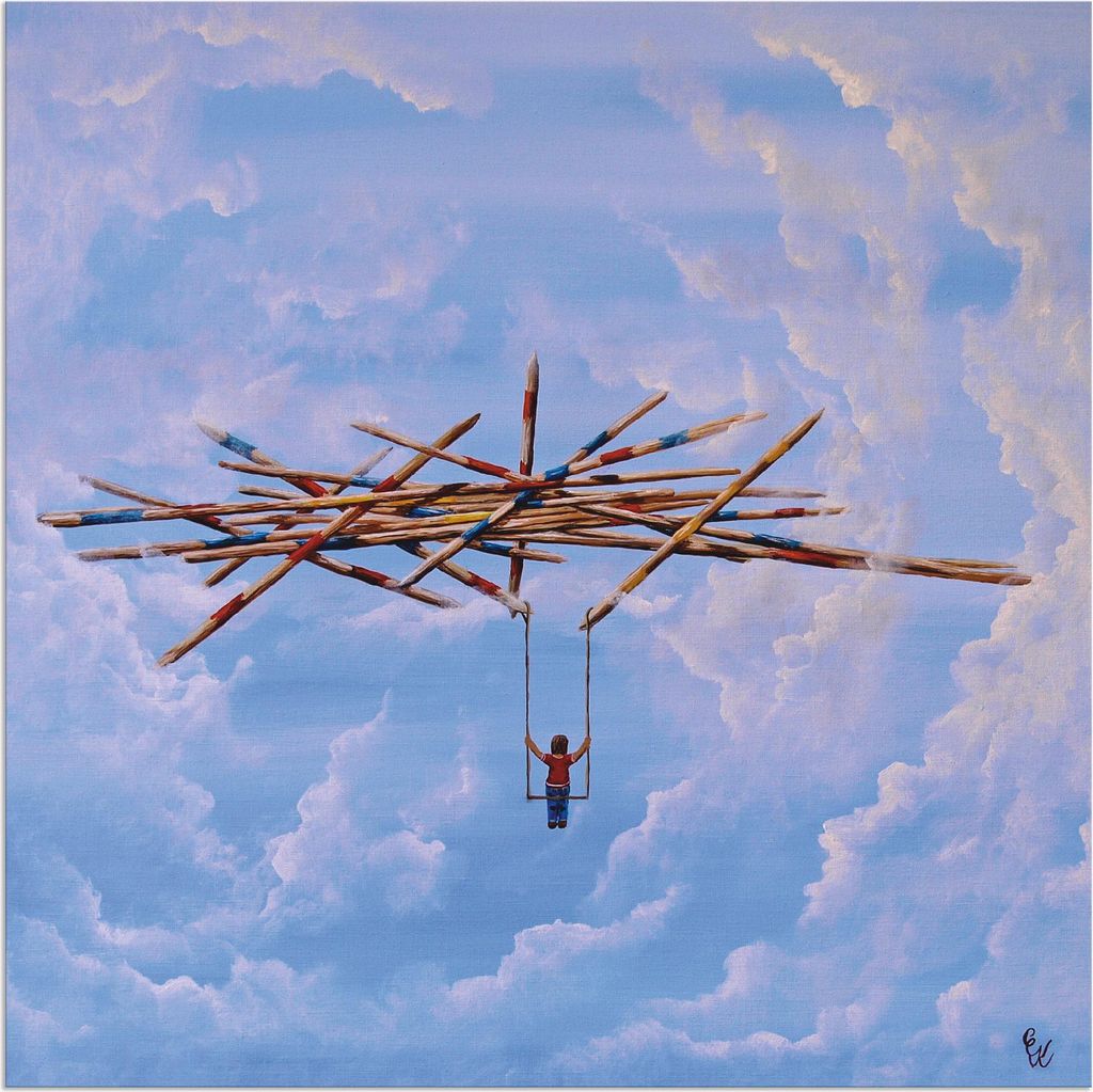 ARTland Wandbild Alu für Innen & Outdoor Der fliegende Wahnsinn Größe: 40x40 cm