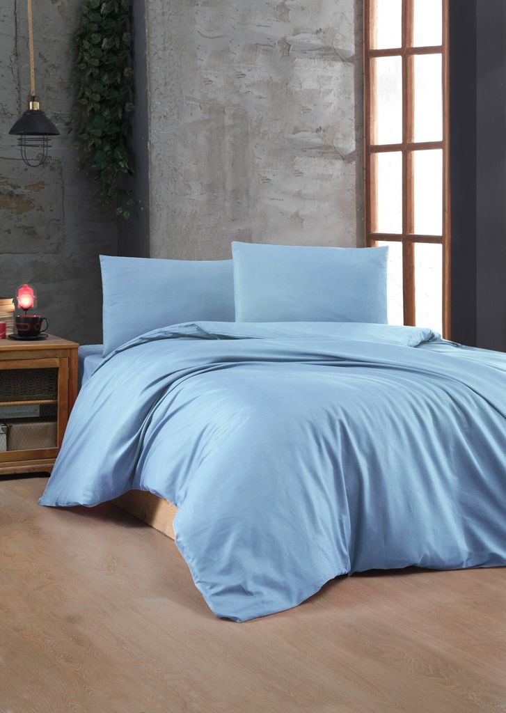 L'Essentiel Linge de Maison, Blue, Ranforce Einzelbettbezug-Set (FR), Blau, 100 % BAUMWOLLE RANFORCE, 140 x 200 cm