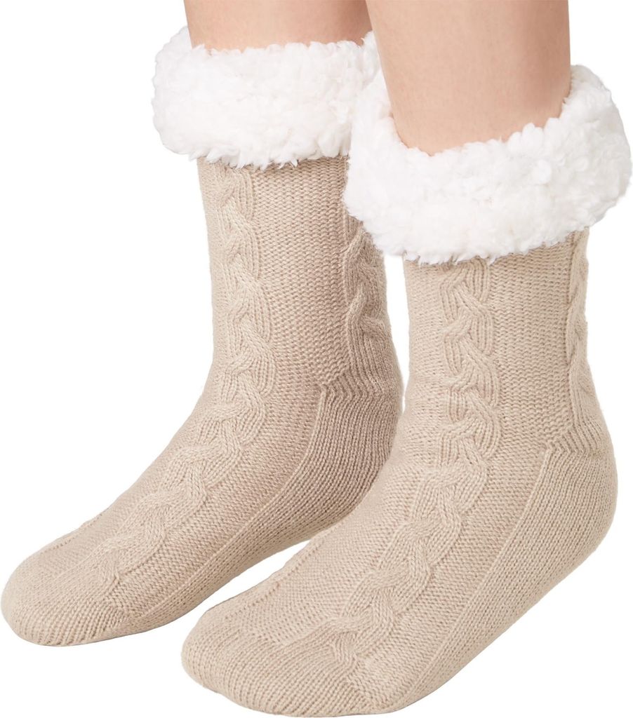 Kuschelsocken mit Muster beige - 39-42