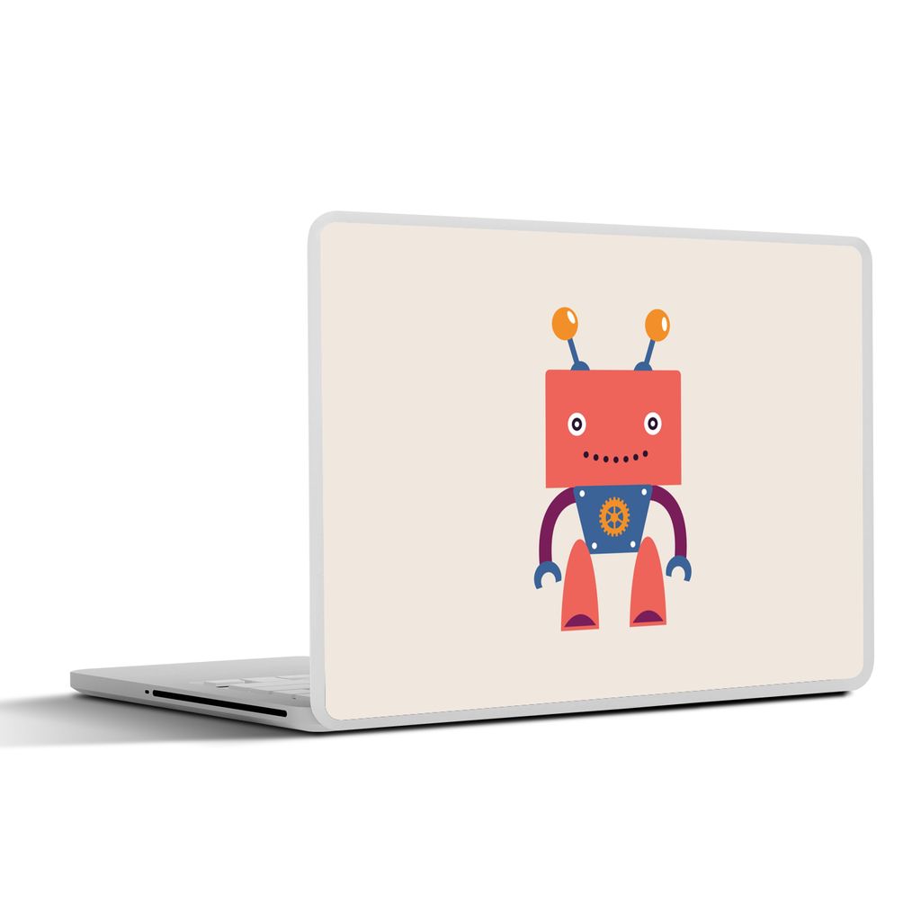 MuchoWow Laptop Aufkleber Sticker Cover Roboter - Getriebe - Gesicht - Antenne - Kinder - Jungen 25x18 cm - Laptop-Deko
