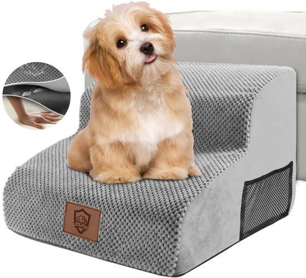 Escalier pour chien imperméable et déhoussable - Mousse premium 2 marches