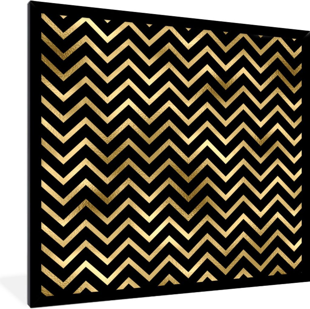 MuchoWow Gerahmtes Poster Muster - Linie - Gold 40x40 cm - Poster mit Schwarzem Bilderrahmen Wandposter Rahmen Foto Bilder - Mit Rahmen - Wanddek...