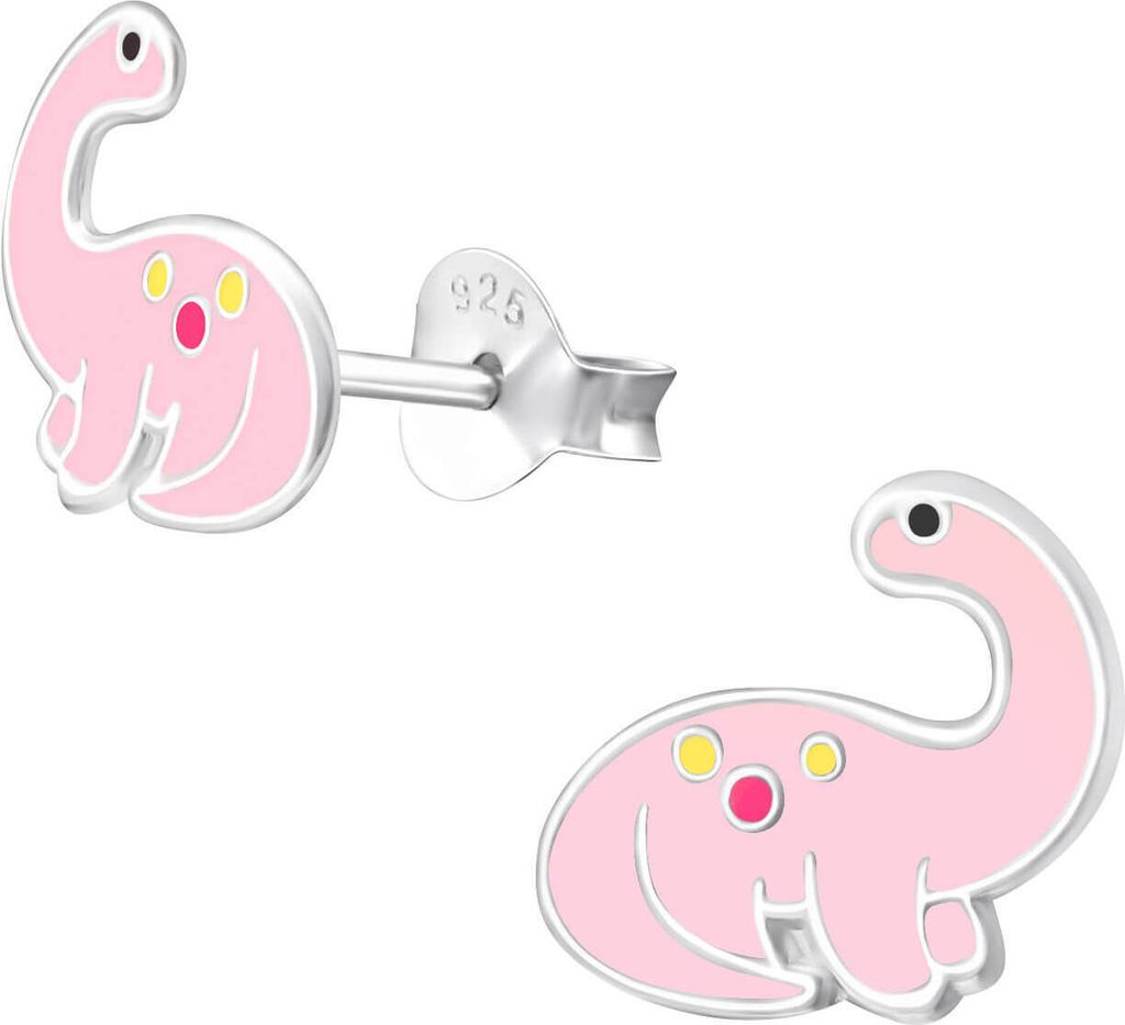 Kinder Brontosaurus Dinosaurier Ohrringe 925er Sterling Silber Ohrstecker in pink