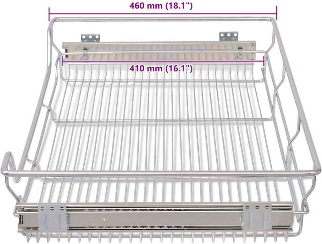 vidaXL Vestavná zásuvka Výsuvný koš 2 ks Stříbrná 800 mm Obrázek produktu 8