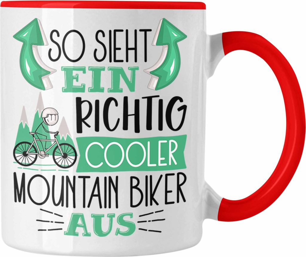 Trendation - So Sieht Ein Richtig Cooler Mountainbiker Aus Geschenk Tasse Lustiger Spruch Geschenkidee (Rot)