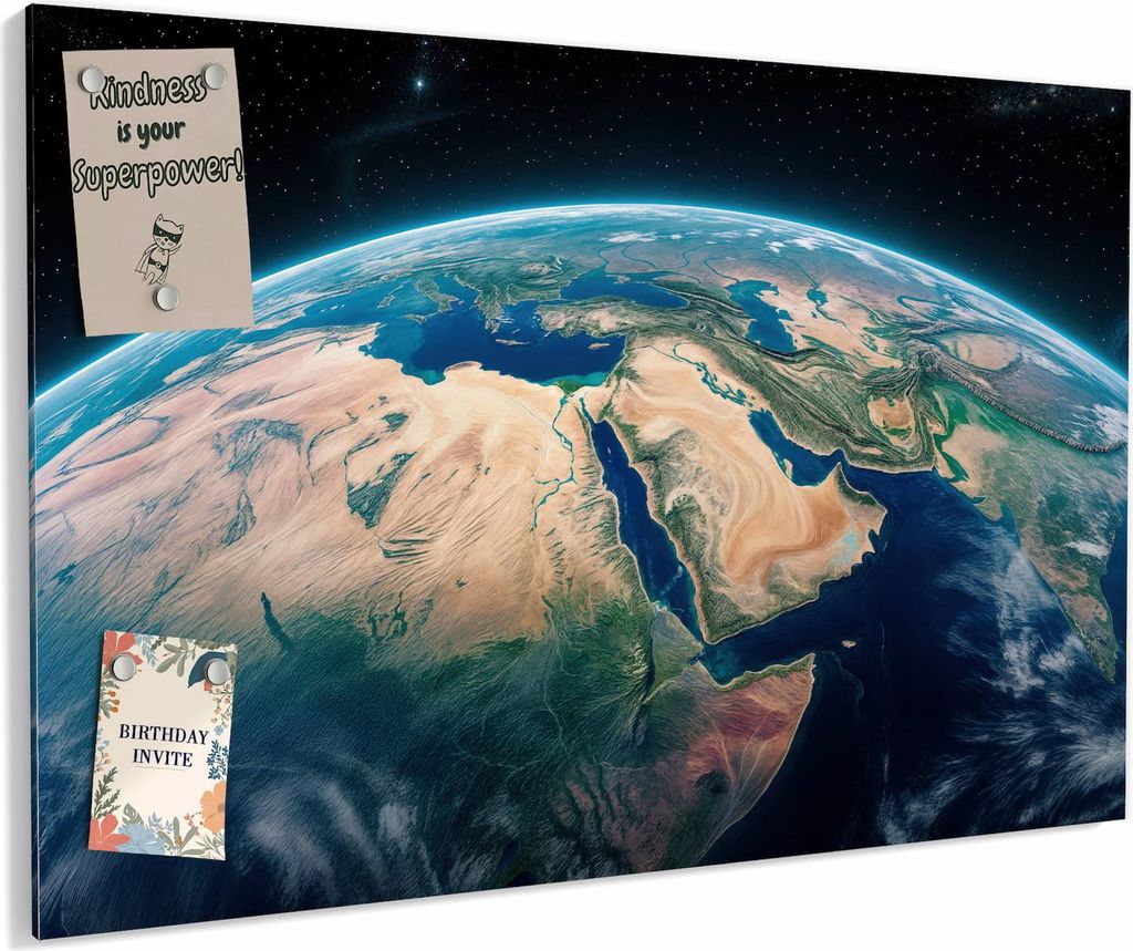 Magnettafel 90x60cm magnetisch & beschreibbar Metall-Board - Erde aus dem All