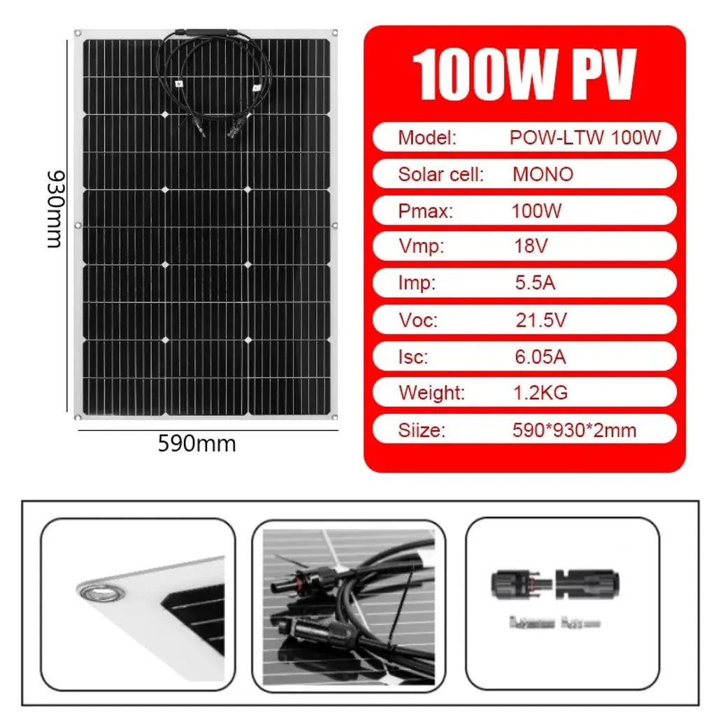 Modulo Fotovoltaico 100W Marino Flessibile - Monocristallino Leggero