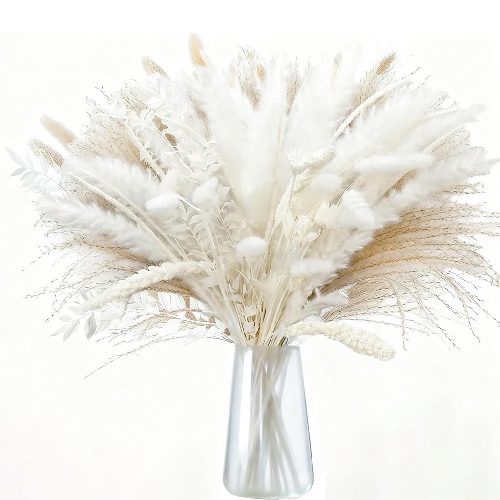 70 Stück Pampasgras Getrocknet DIY 45cmTrockenblumen Deko Boho Schilfgras, Ähren, Glucksblatt, lagurus, Sternanis, Einhorngras für Hochzeits, Flur