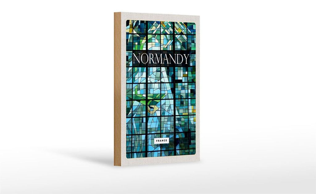 Holzschild Reise 12x18 cm Normandy Frnace Mosaik Kunst
