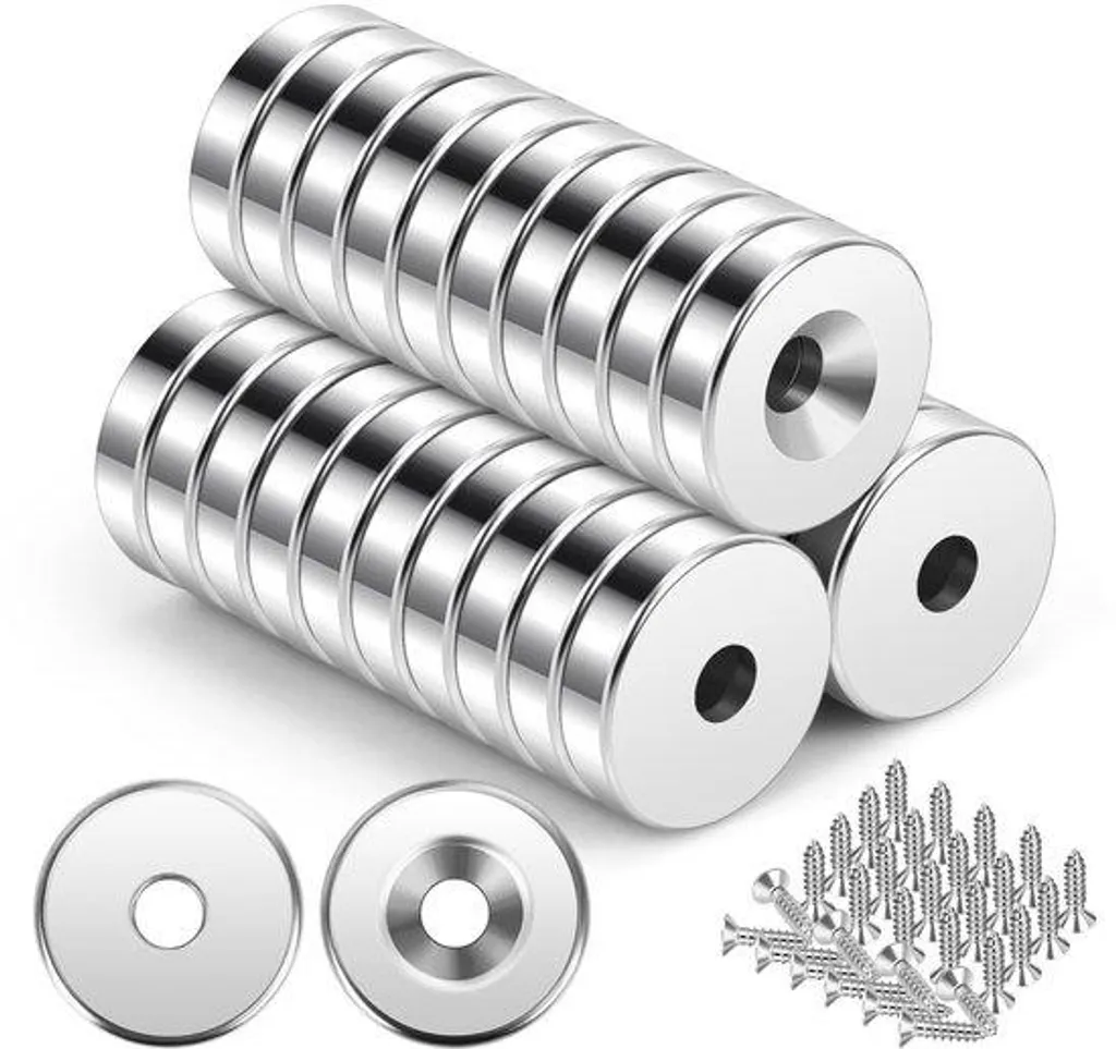 Mini Aimants Puissants Néodyme 12 x 3 mm avec Trou Fraisé - Pack de 30