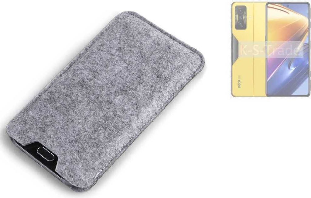 K-S-Trade Filz Handyhülle kompatibel mit POCO F4 GT Schutzhülle Filztasche Filz Tasche Case Sleeve Handy Hülle Filzhülle grau