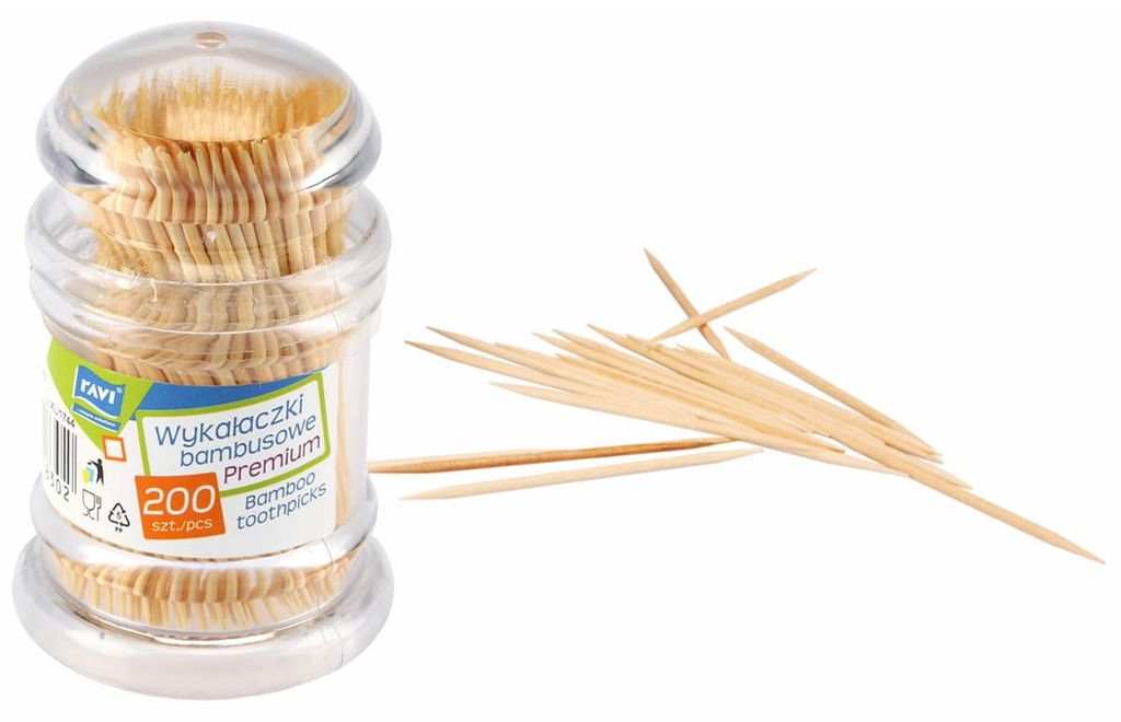Premium bamboe tandenstokers, 200 stuks Productafbeelding 