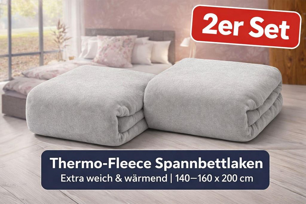 Thermo-Fleece Spannbettlaken 2er Set – extra weich & wärmend (140–160 x 200 cm)