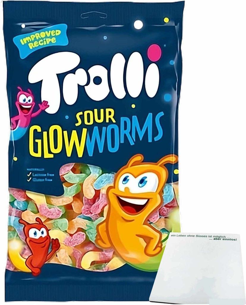Trolli Glühwürmchen Fruchtgummi sauer (1kg XL Packung) + usy Block