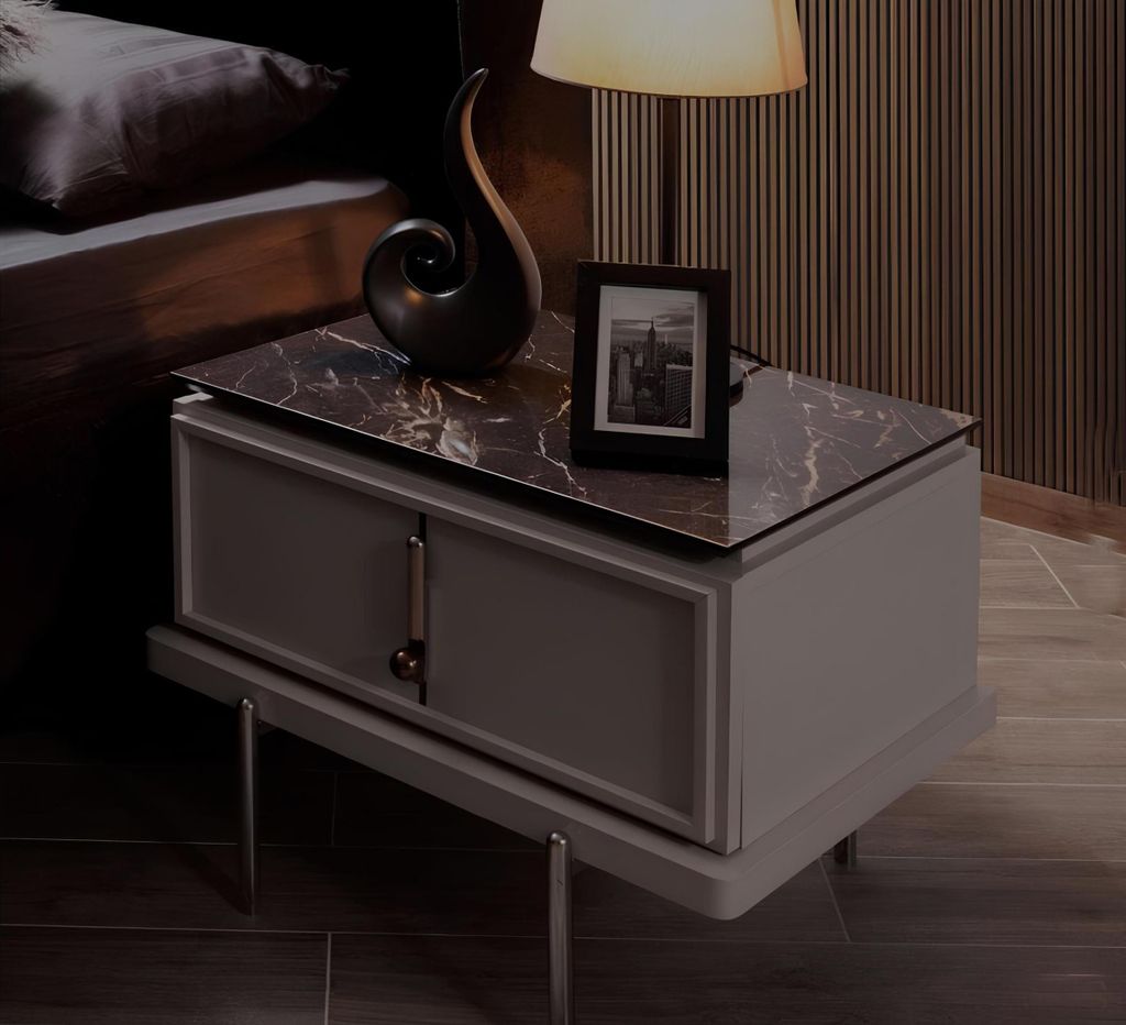 Brauner Nachttisch Stilvolle Schlafzimmer Holzmöbel Designer Möbel Neu