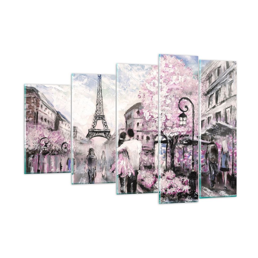 Bilder auf glas - Paris Weg Illustration eiffle - 150x100cm - Glasbilder - Wandbilder - Kunstdruck - zum Aufhängen bereit - Wanddekoration aus Gla...
