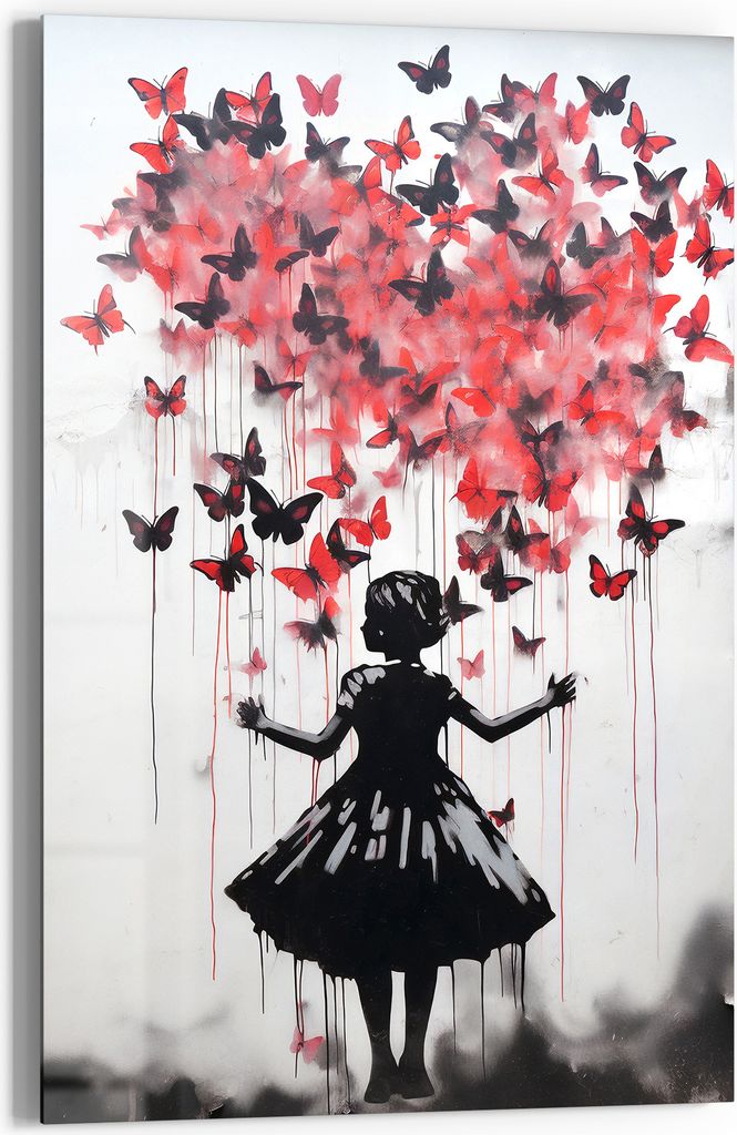 DEQOART Glasbild Echtglas 40x60 cm 'Schmetterlingsflug' Wandbild Bild modern Deko