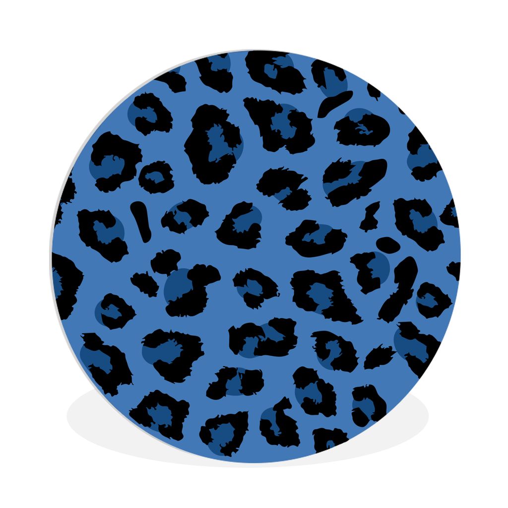 MuchoWow Rundes Wandbild - Runde Bilder Tiermuster - Blau - Panther Ø 90 cm Kreis Wanddekoration Kunststoff - Wandkreis - Wandschmuck - Wand-Kre...