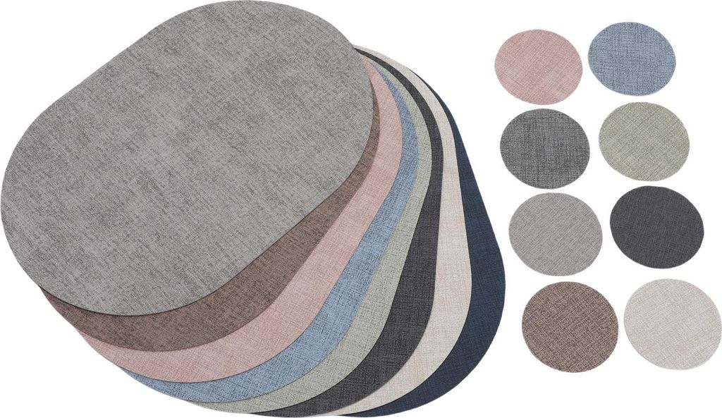 8Pcs Oval Tischset 8Pcs Runde Untersetzer Set Kunstleder Doppelseitige Wasser Beweis Nicht Rutschen Tisch Matte Cup Mat Set