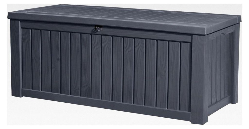 Koll Living Auflagenbox/Kissenbox 570 Liter - 100% wasserdicht - mit Belüftung gegen Geruch und Schimmel - moderne Holzoptik - Deckel belastbar bi...
