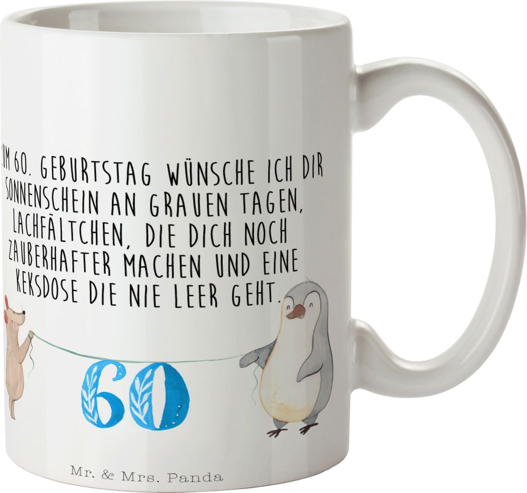 Mr. & Mrs. Panda Kaffeebecher 60. Geburtstag Maus Pinguin - Weiß - Geschenk, Teetasse, Happy Birthday, Kaffeetasse, Geschenktasse, Becher, Kuchen,...